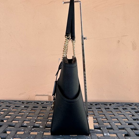 Michael Kors Jet Set Travel Large Chain Tote Bag + Wallet Black - Picture 9 of 14